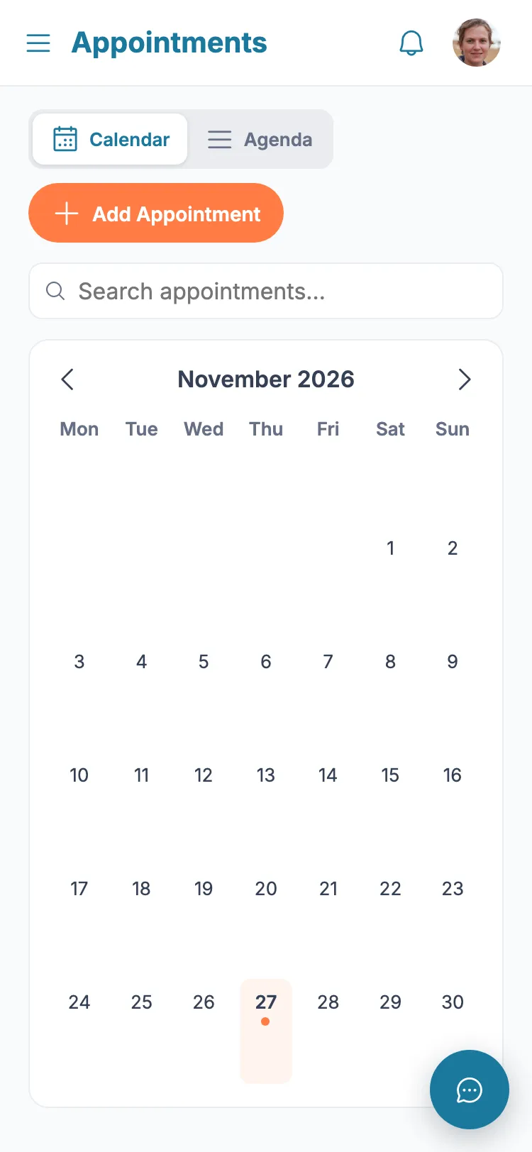 Add an appointment and assign a carer screen in Family Member Care